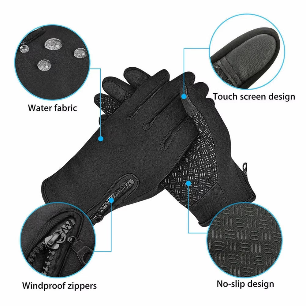 Outdoor Winter Gloves Men Women Touchscreen Warm for Cycling Driving Motorcycle Cold Gloves Windproof Non Slip Gloves S-XL
